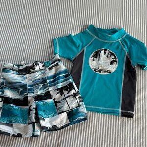 Body Glove Kids Swim Rashguard Set in Teal and Black